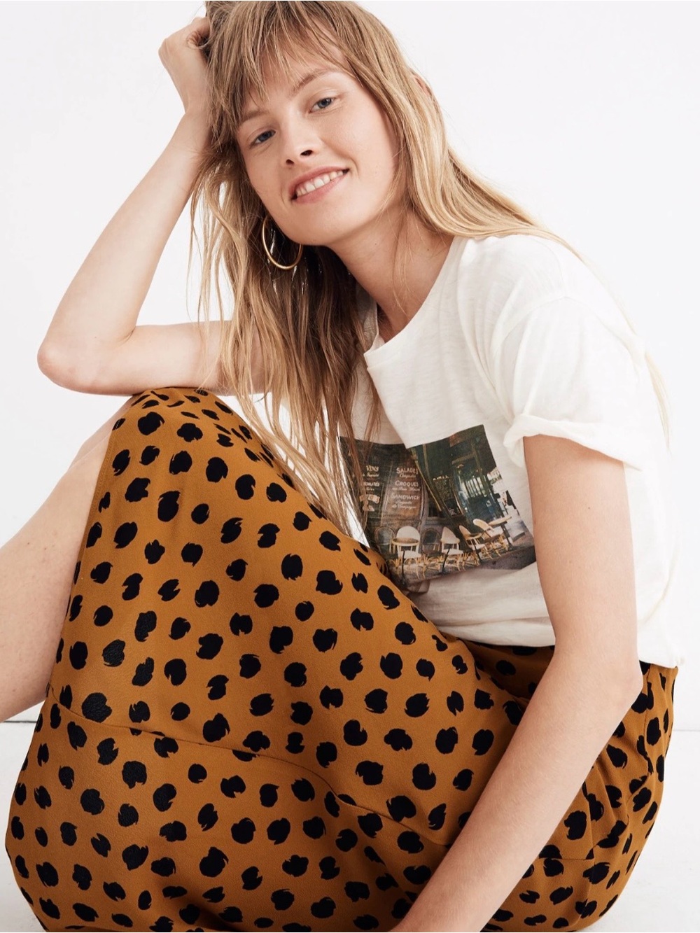 Madewell leopard Midi Slip Skirt in painted Spots, size 00 animal print preppy - Picture 2 of 13